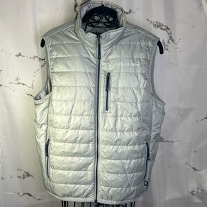 Vineyard Vines by Shep & Ian Puffer Vest Silver Zipper Pockets Full Front Zip